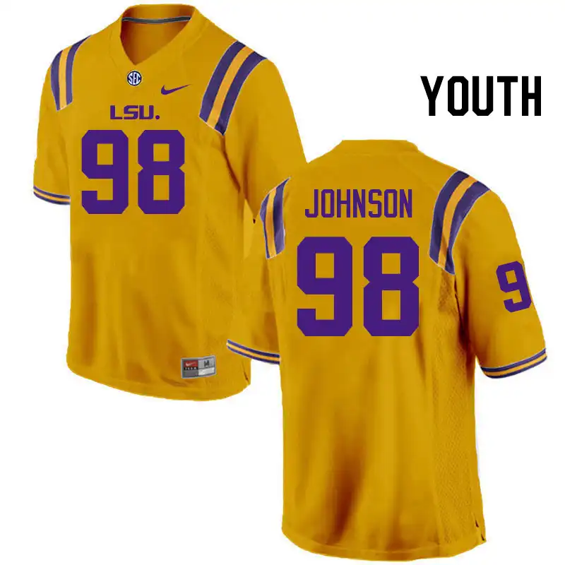 Youth LSU Tigers De'Myrion Johnson #98 Gold NCAA Football Jersey